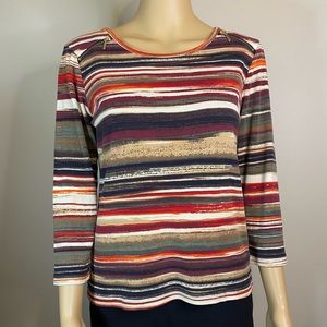 Rafaella Women’s Long Sleeve Striped Tee with Zipper